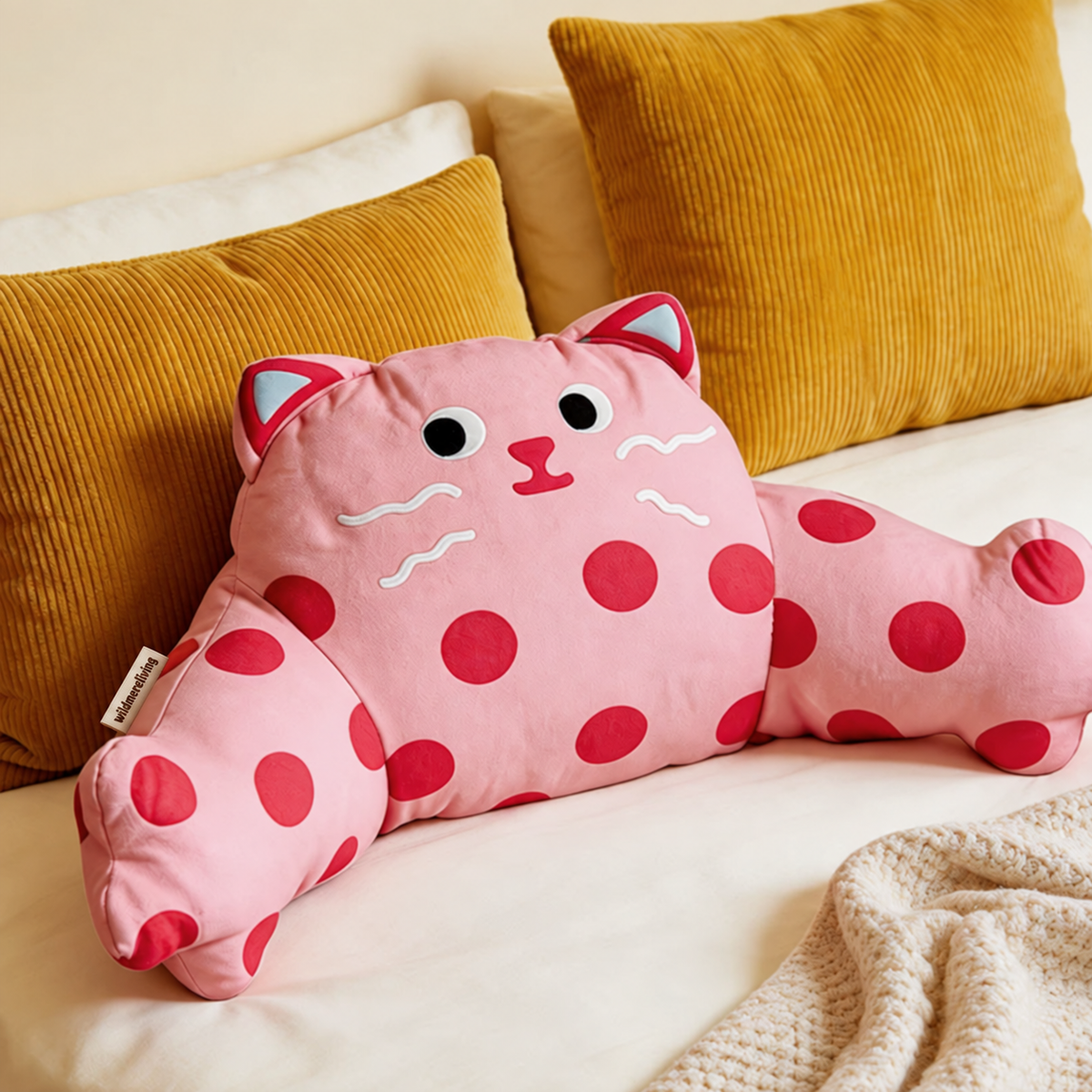 Playful Cat Sculpted Lumbar Pillow