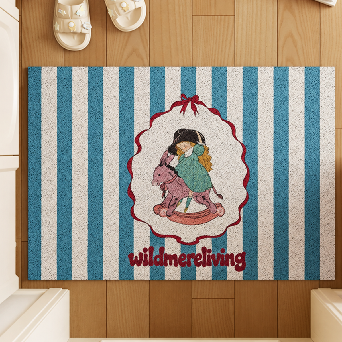 Retro Doodle Non-Slip Cuttable Entryway Mat