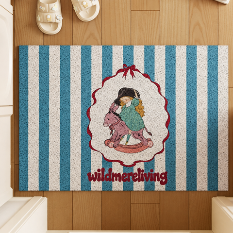 Retro Doodle Non-Slip Cuttable Entryway Mat