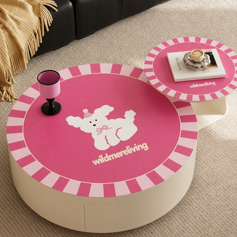 Creamy Round Table Protector Mat