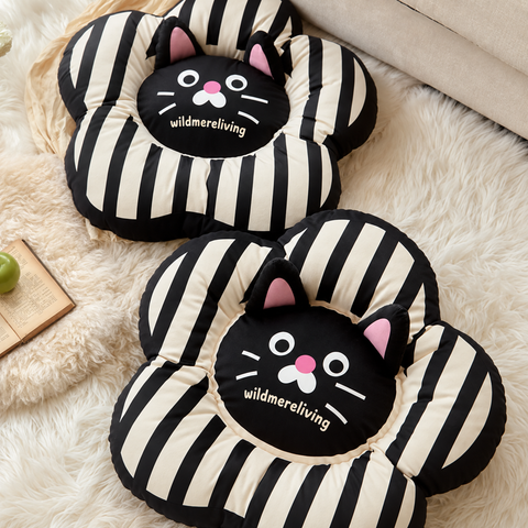 Blooming Cat Floral Accent Cushion