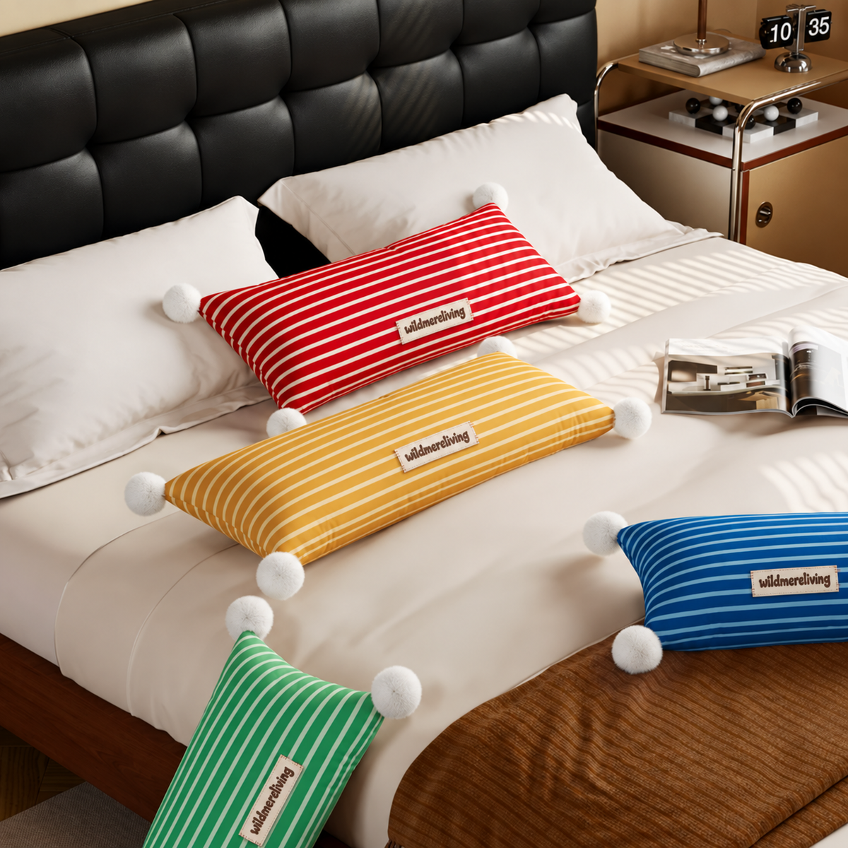 Warm Ginger Stripe Lumbar Cushion