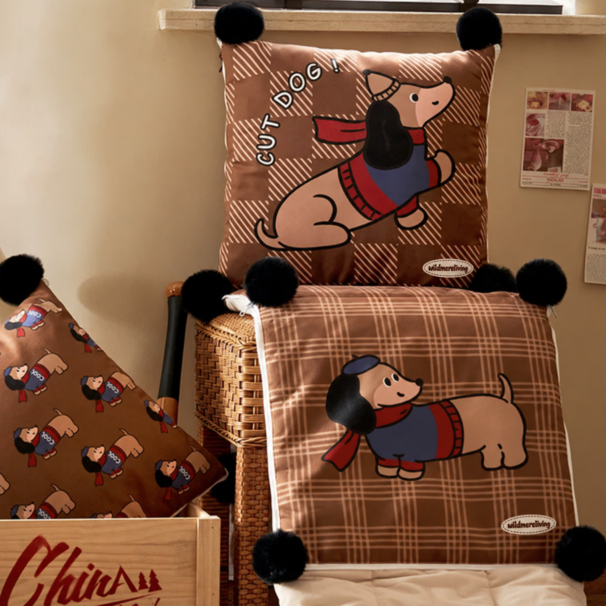 Domi Retro Cartoon Throw Cushion Blanket