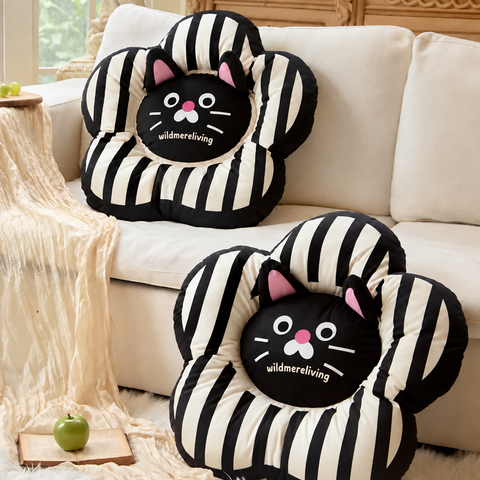 Blooming Cat Floral Accent Cushion