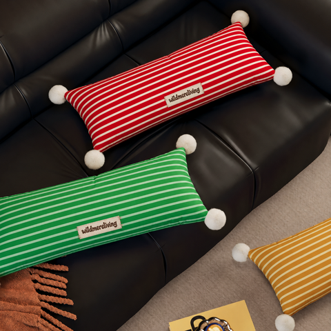 Warm Ginger Stripe Lumbar Cushion