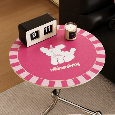 Creamy Round Table Protector Mat