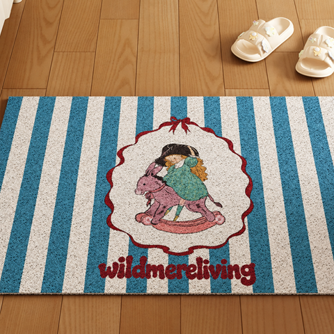 Retro Doodle Non-Slip Cuttable Entryway Mat