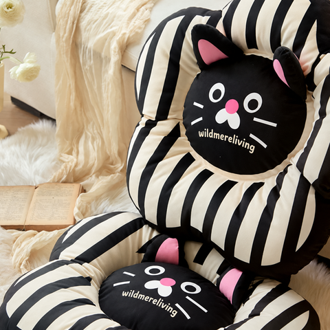 Blooming Cat Floral Accent Cushion