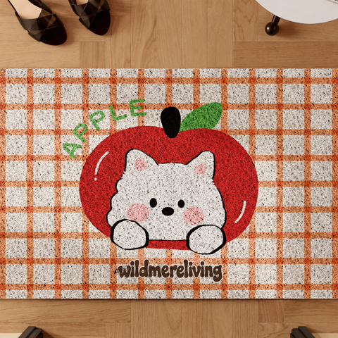 Apple Pup Cartoon Tufted Door Mat