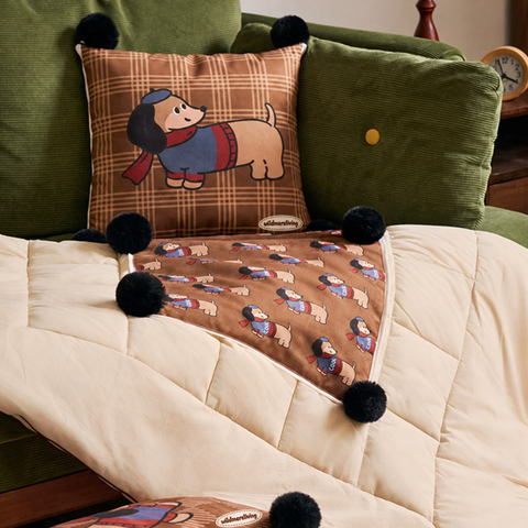 Domi Retro Cartoon Throw Cushion Blanket