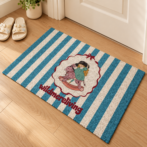 Retro Doodle Non-Slip Cuttable Entryway Mat