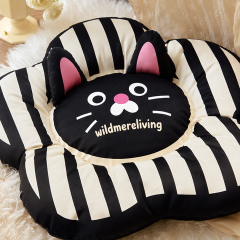 Blooming Cat Floral Accent Cushion