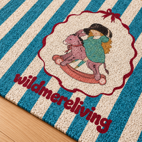 Retro Doodle Non-Slip Cuttable Entryway Mat
