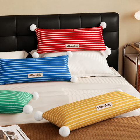 Warm Ginger Stripe Lumbar Cushion
